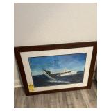FRAMED PICTURE - BOAT / MARLIN - SIGNED RJ BOYLE -