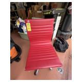 CHROME & RED LEATHER ROLLING CHAIR