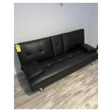 BLACK LEATHER COUCHES / FUTONS WITH THROW PILLOWS