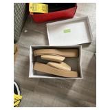 CUSHIONAIRE BEIGE LEATHER SLIDES IN BOX - SIZE 11