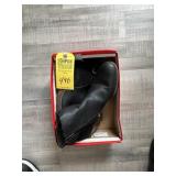 BLACK LEATHER & SUEDE WEDGE BOOTS - SIZE 11