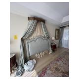LOT - KING SIZE HEADBOARD / CANOPY WITH DRAPES - B