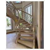 STAIRCASE WITH BALCONY RAIL - WOOD & WROUGHT IRON