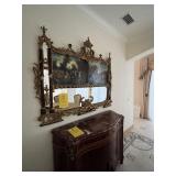 ORNATE MIRROR WITH 2 BUILT-IN PICTURES OF PEOPLE -