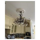 WROUGHT IRON STYLE CHANDELIER WITH CRYSTALS