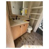 VANITY WITH SINK, FAUCET, TOWEL RACK & TOILET PAPE