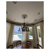 WROUGHT IRON LOOK CHANDELIER WITH CRYSTALS & MEDAL