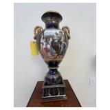 ORNATE BLUE & GOLD DRESDEN PORCELAIN VASES WITH SC