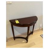 DARK WOOD DEMILUNE TABLES - APPROXIMATELY 30