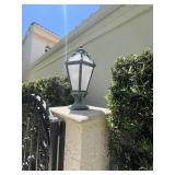 LARGE METAL & GLASS ENTRY GATE LIGHTS WITH GREEN P