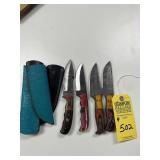 ASSORTED HUNTING & SKINNING KNIVES WITH GUT HOOK -