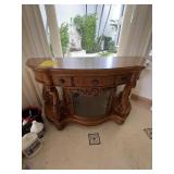 WOOD HUTCH WITH GLASS FRONT - APPROXIMATELY 63