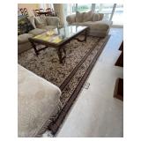 ORIENTAL RUG - CREAM / TAN / BLUE / BURGUNDY - APP