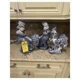 ASSORTED BLUE & WHITE ROOSTER DECOR