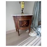 DEMILUNE CABINETS WITH MARBLE TOPS - APPROXIMATELY