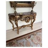 ORNATE SIDE TABLE WITH MARBLE TOP - APPROXIMATELY