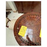 CARVED WOOD FRAMED CHAIRS WITH CREAM FABRIC