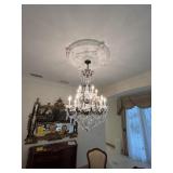 WROUGHT IRON STYLE CHANDELIER WITH CRYSTALS