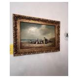 ORNATE GOLD FRAMED ARTWORK / OIL ON CANVAS - PEOPL