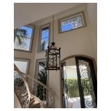 METAL & GLASS CHANDELIER WITH HEIGHT ADJUSTABLE SY