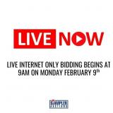 LIVE INTERNET ONLY BIDDING BEGINS AT 9AM ON MONDAY