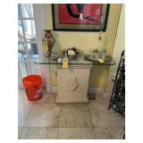 GLASS & STONE-LOOK SIDE TABLE WITH SEASHELL MOTIF