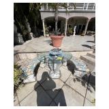 LOT - 1- PEDESTAL BASE TABLE WITH GLASS TOP / 3- C