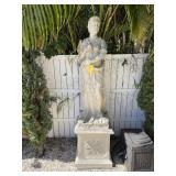 STATUE WITH PEDESTAL BASE - WOMAN - APPROXIMATELY