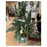 WICKER BASKET WITH ARTIFICIAL PEACE LILY