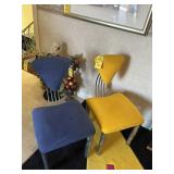 ASSORTED COLOR ART DECO CHAIRS WITH CHROME FRAMES