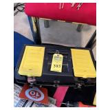 LOT TOOL BOX WITH CONTENTS - PLIERS, HAMMER, SCREW