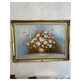 FRAMED & MATTED ARTWORK / OIL - FLOWERS - SIGNED S