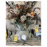METAL STAND WITH GLASS BOWL WITH ARTIFICIAL FLOWER