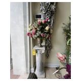 STONE-LIKE PEDESTAL WITH ARTIFICIAL FLOWERS