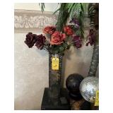 SQUARE MIRRORED VASE WITH ARTIFICIAL ROSES