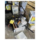 LOT ASSORTED TOOLS - HAMMERS, SAW, FUNNEL, CHISELS