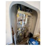 GOLD & GLASS CURIO CABINET WITH 5 SHELVES