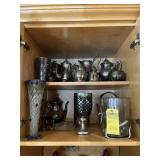 ASSORTED - SILVER TEA POTS, CHAMPAGNE BUCKET, VASE