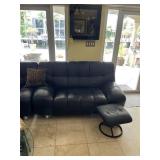 BLACK L-SHAPED 3-PIECE LEATHER SOFA