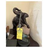 ASSORTED - 1- METAL BIRD ON BASE / 1- ELEPHANT ON