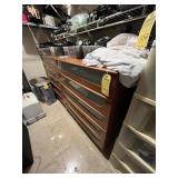 WOOD & GLASS DRESSERS WITH 5 DRAWERS ON WHEELS WIT