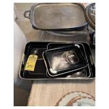 ASSORTED SIZE TRAYS - BLACK WITH FLORAL PATTERN