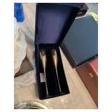 GOLD COLOR METAL CHAMPAGNE GLASSES IN CASE