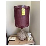 CORK & WOOD LAMPS WITH RED LEATHER SHADES