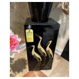 BLACK LACQUER PEDESTAL WITH CRANES