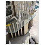 BLACK & CREAM BASE TABLE WITH GLASS TOP