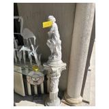 STATUE - WOMAN WITH BASKET ON PEDESTAL - TOTAL 58