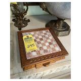 CHESS BOARD WITH STORAGE - CERAMIC / WOOD
