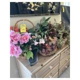 ASSORTED ARTIFICIAL FLOWERS / PLANTS - IN VASES, P