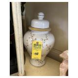 CREAM COLORED FLORAL GINGER JAR - 17